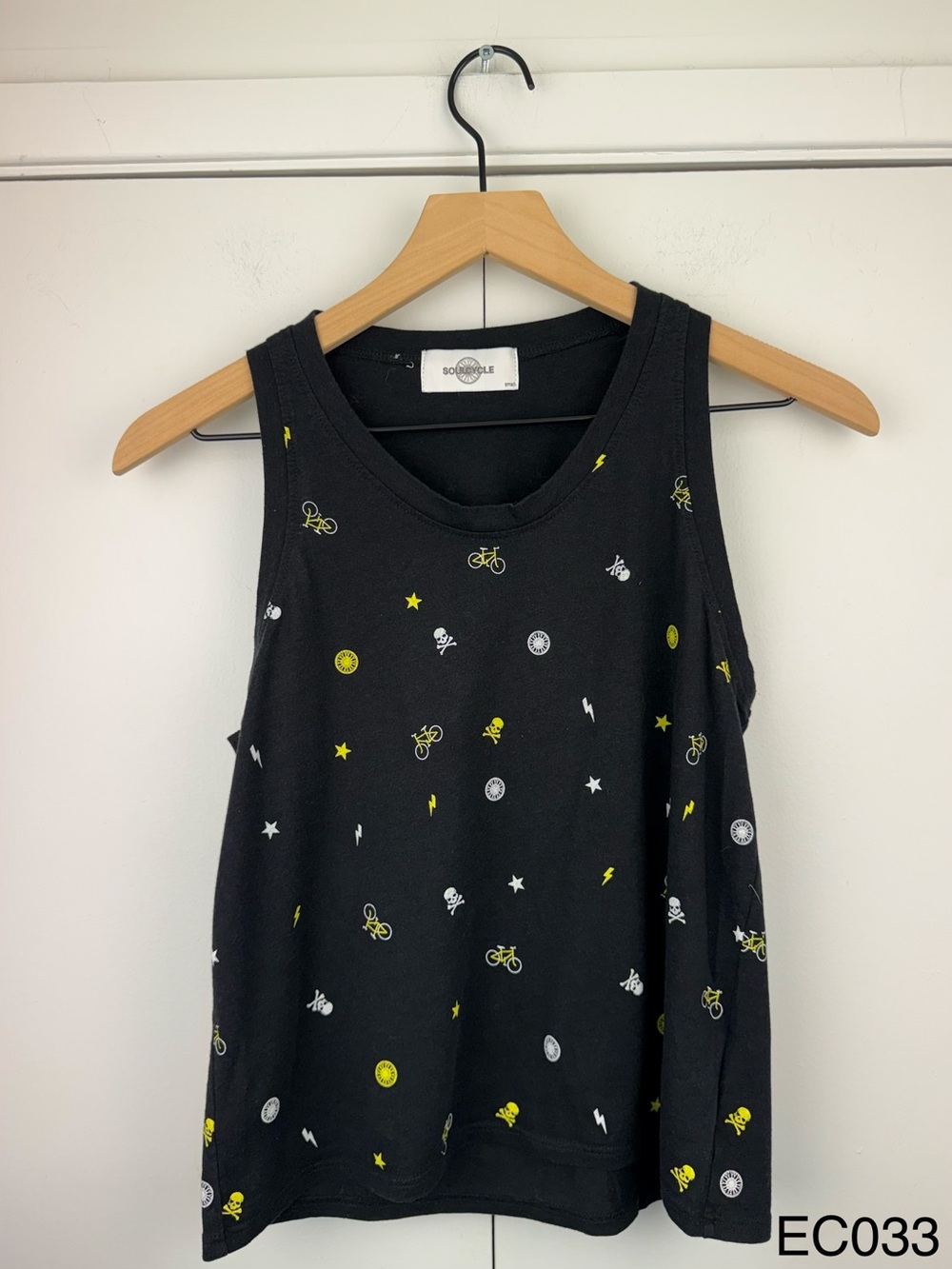 SoulCycle Black Icon Print Skull Bike Tank Top Size S